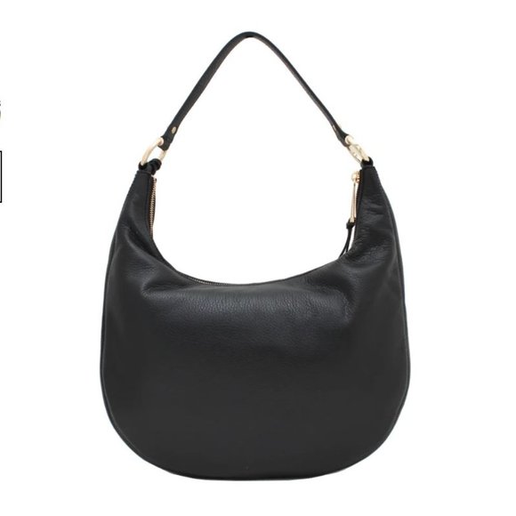 Michael Kors - Rhea Shoulder Bag Medium Black Leather Gold Tone Hardware - Picture 3 of 7